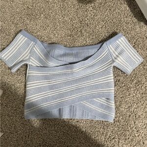 Aerie Light Blue Ribbed Knit Top